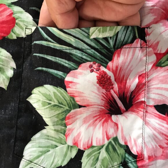 Bishop Street Hawaiian Shirt Men XL Green Floral Button Up Pocket Short Sleeve - Picture 10 of 11